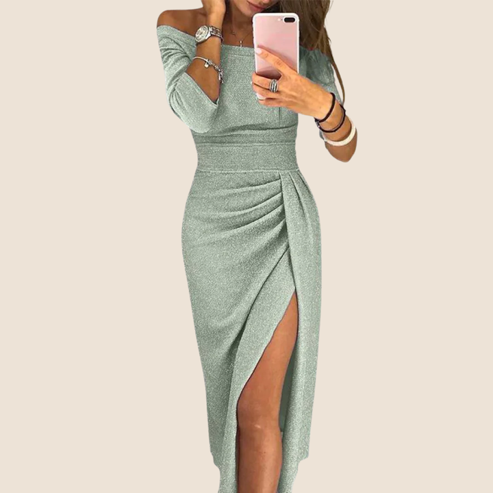 Isabeau | Chique Midi Jurk Met Elegante Split