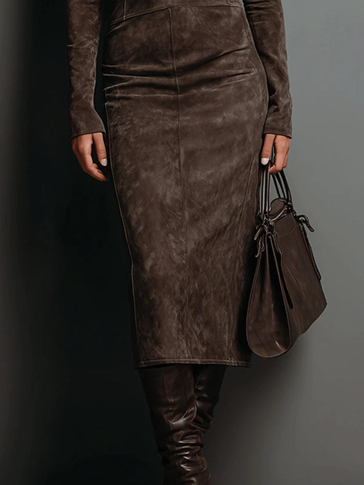 Ava | Suède midi-jurk