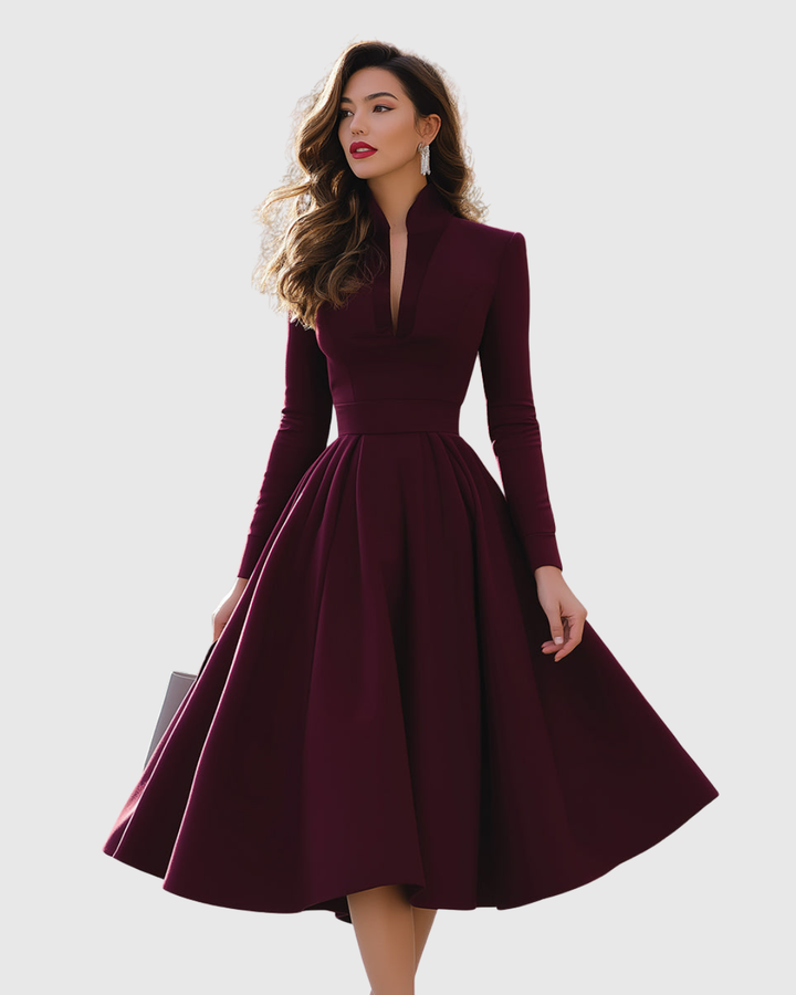 Roos | V-Hals midi-jurk