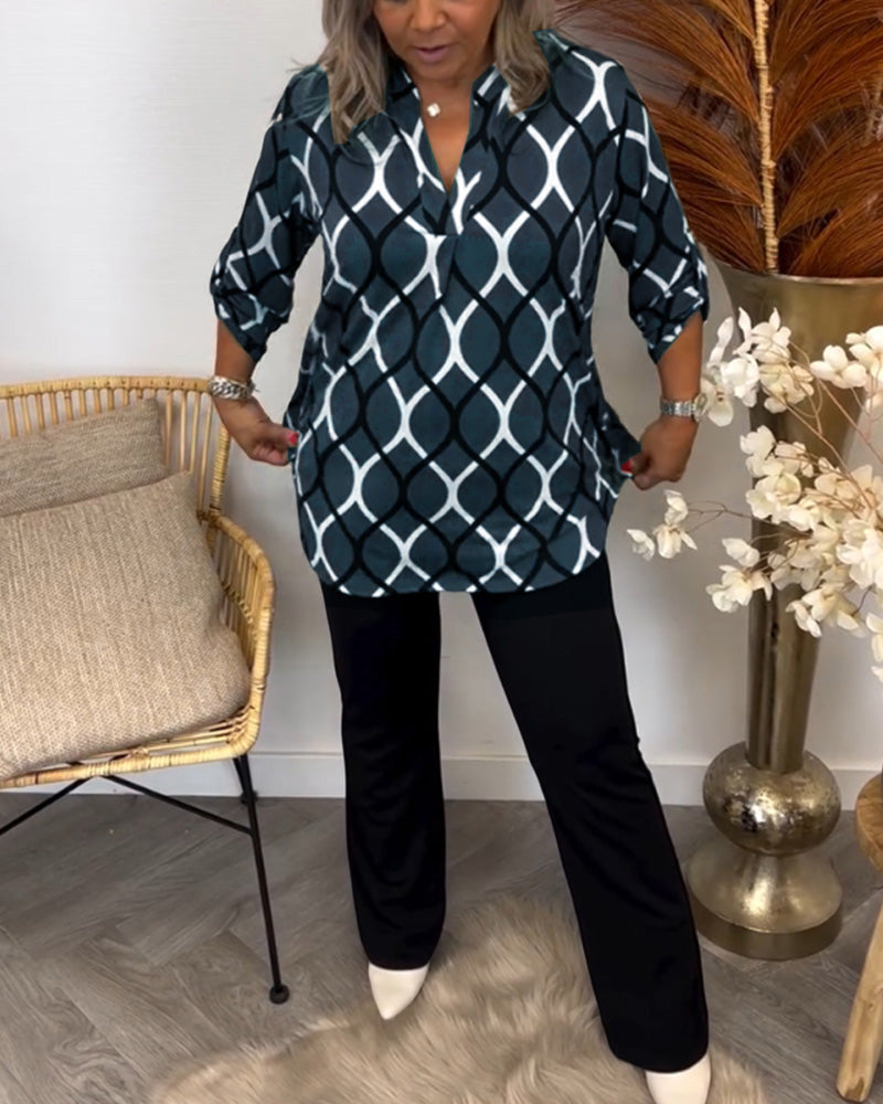 Marleen | Blouse met Grafisch Patroon