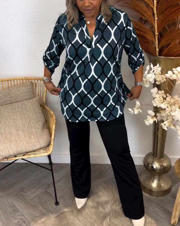 Marleen | Blouse met Grafisch Patroon