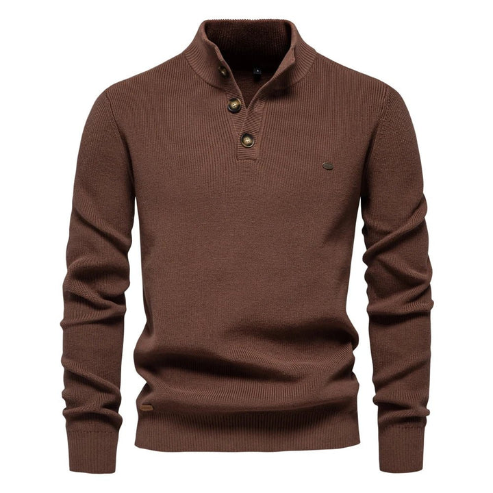 Vornelius | Herentrui met stijlvolle kraag en knoopdetail