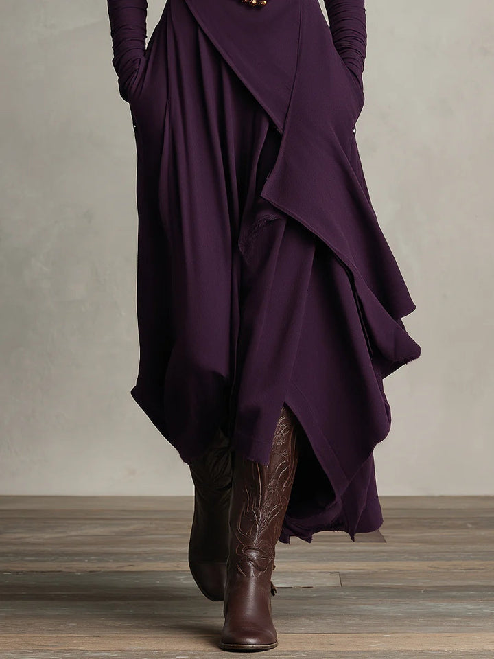 Vesalyn | Asymmetrische Maxi Jurk met Hoge Col