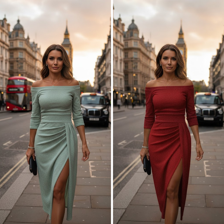 Isabeau | Chique Midi Jurk Met Elegante Split