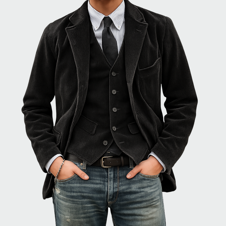 Tommy | 2-delige set: Blazer en Gilet van Fluweel
