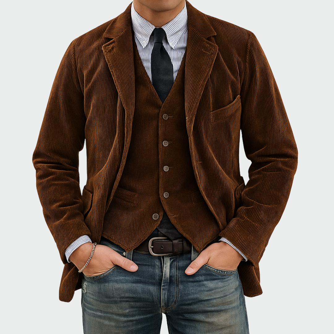 Tommy | 2-delige set: Blazer en Gilet van Fluweel