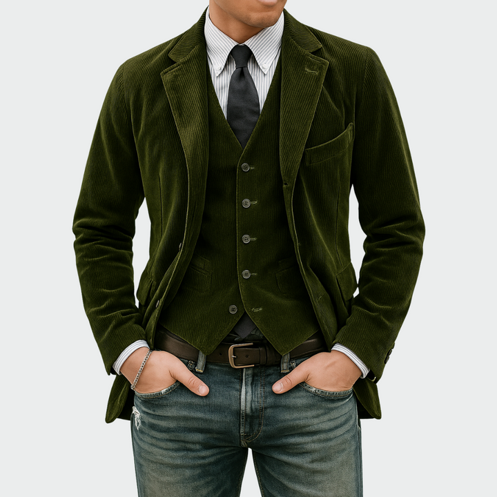 Tommy | 2-delige set: Blazer en Gilet van Fluweel