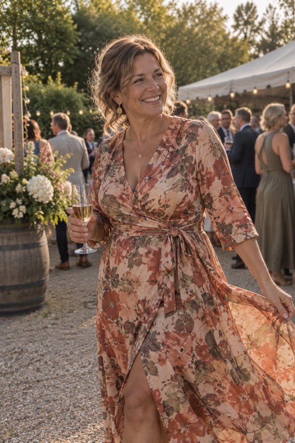 Klantfoto van Vanessa Williams in de bloemenwikkeljurk